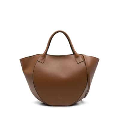 Kameelbruine Leren Tas met Korrelige Textuur Wandler , Brown , Dames