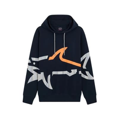 Katoenen Hoodie met Maxi Shark Print Paul & Shark , Blue , Heren