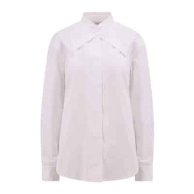 Katoenen shirt met bandjes en metalen gesp Off White , White , Dames