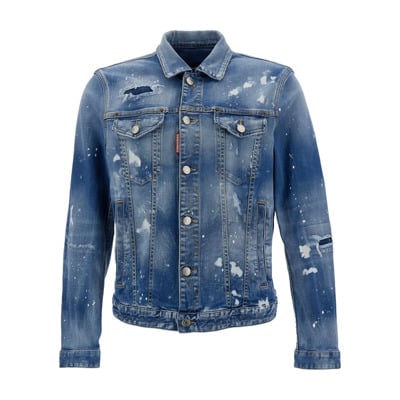 Klassieke Denim Jas met Verweerde Details Dsquared2 , Blue , Heren