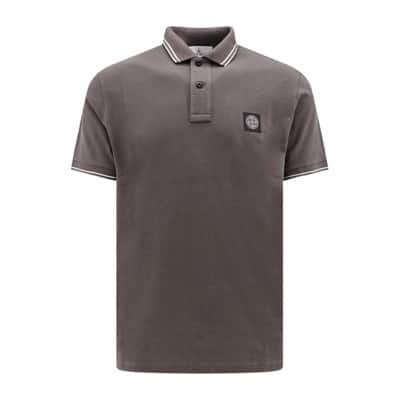 Klassieke Grijze Polo Shirt met Gestreept Detail Stone Island , Gray , Heren