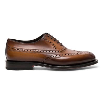 Klassieke Leren Oxford Schoen Santoni , Brown , Heren