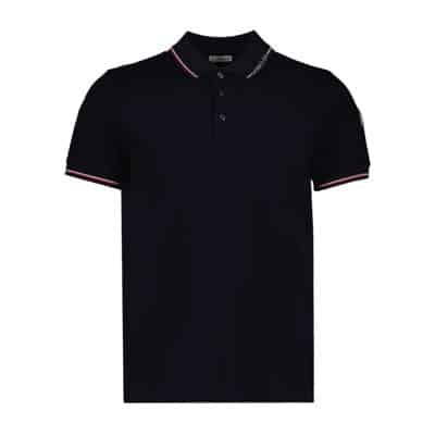 Klassieke Logo Polo met Contrastbies Moncler , Blue , Heren