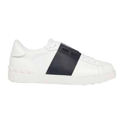 Klassieke Open Witte Kalfsleren Sneakers Valentino Garavani , Blue , Heren