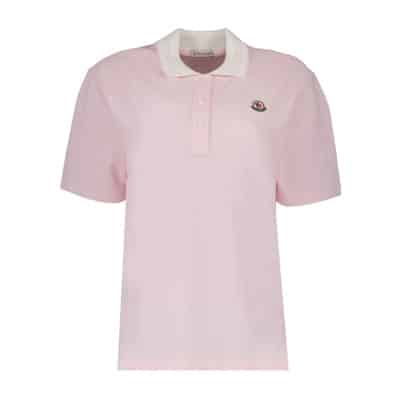 Klassieke polo met korte mouwen en pied-de-poule patroon Moncler , Pink , Dames