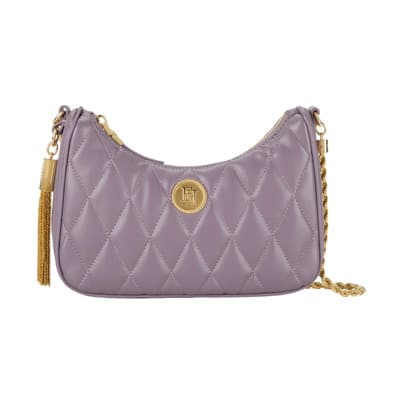 Kleine gewatteerde synthetisch leren hobo tas Elisabetta Franchi , Purple , Dames