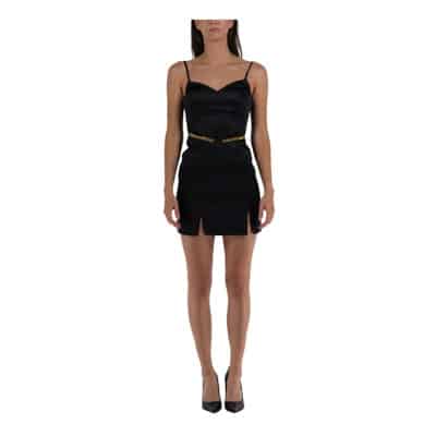 Korte jurk met gouden ketting Elisabetta Franchi , Black , Dames