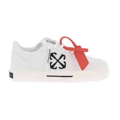 Lage canvas sneakers met leren inzetstuk Off White , White , Dames