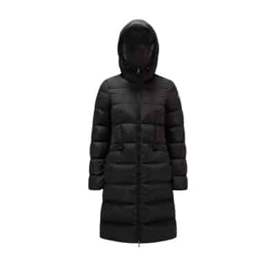 Lange Avocette Nylon Jas met Capuchon Moncler , Black , Dames