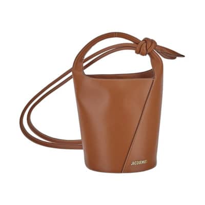 Le Petit Tourni Leren Tas Jacquemus , Brown , Dames