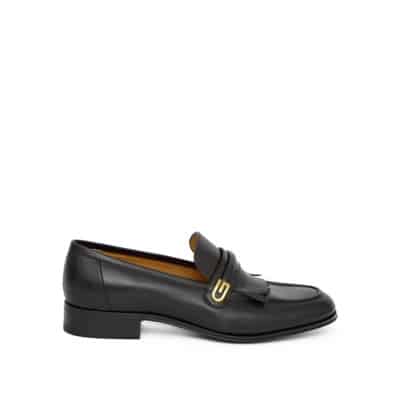 Leren Loafers met Franje Detail Gucci , Black , Heren