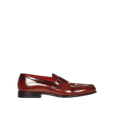 Leren Loafers met Metalen Gesp Santoni , Brown , Heren