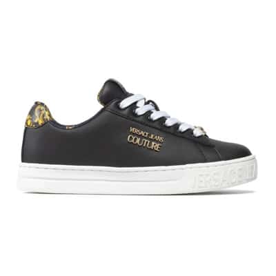 Leren Logo Sneakers Versace Jeans Couture , Black , Dames