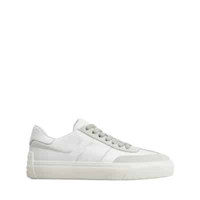 Leren Sneakers met Suède Inzetstukken Tod's , White , Heren