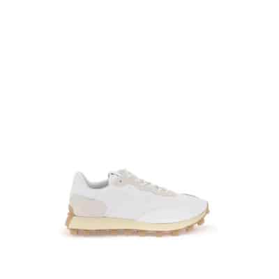 Leren en stoffen sneakers met monogram Tod's , White , Heren