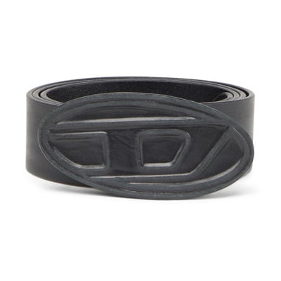 Leren riem met leren 'D'-gesp Diesel , Black , Heren