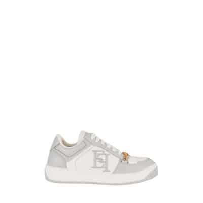 Leren sneakers met geborduurd logo Elisabetta Franchi , Multicolor , Dames