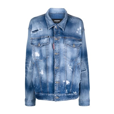 Lichtblauwe Versleten Denim Jas Dsquared2 , Blue , Dames