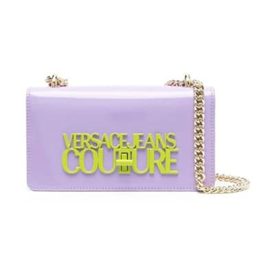 Lilla Glanzende Schoudertas voor Dames Versace Jeans Couture , Pink , Dames