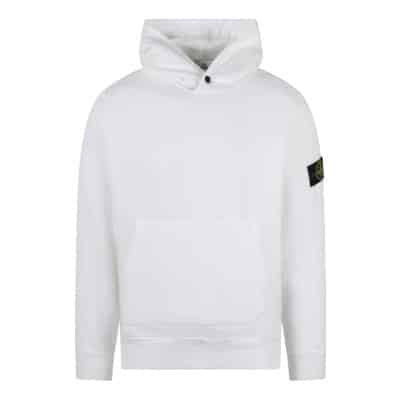 Logo Badge Snap Hoodie Stone Island , White , Heren