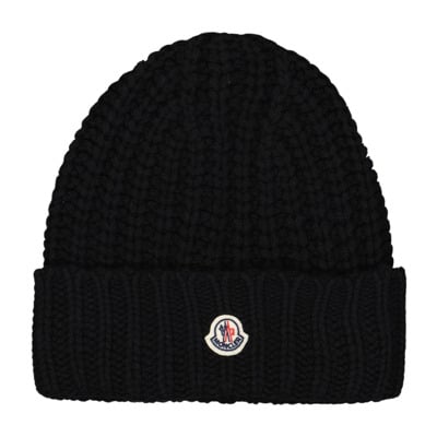 Logo Gebreide Muts Moncler , Black , Dames