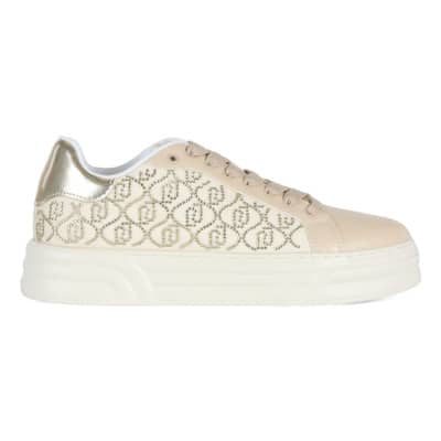 Logo Motief Sneakers Cleo 12 met Strass Liu Jo , Beige , Dames