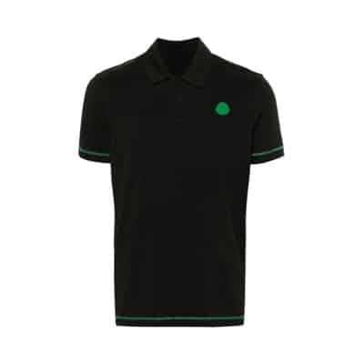 Logo Patch Polo Shirt Moncler , Black , Heren