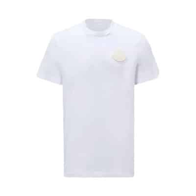 Logo Patch T-shirt Moncler , White , Heren