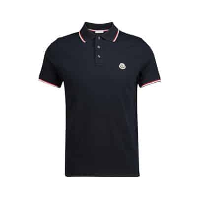 Logo Polo Shirt Moncler , Blue , Heren