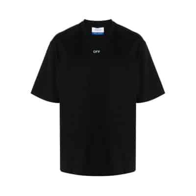 Logo Print Crew Neck T-shirt Off White , Black , Heren