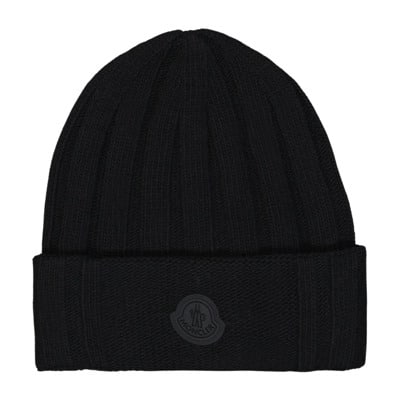 Logo Siliconen Beanie Moncler , Black , Heren