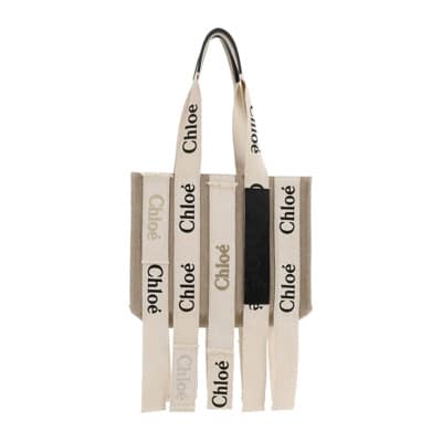 Logo Tote Tas Chloé , Beige , Dames