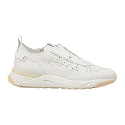 Luxe Geperforeerde Leren Sneakers Santoni , White , Heren