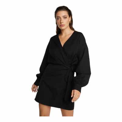 Luxe Katoenen Wikkeljurk Alix The Label , Black , Dames