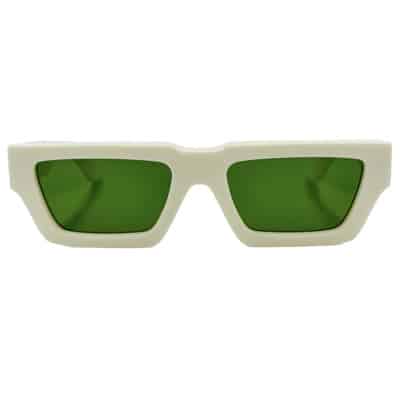 Manchester Zonnebril - Wit, Groene Lenzen Off White , White , Unisex