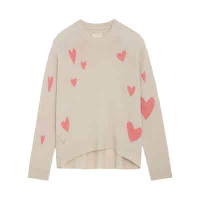 Markus WS Heart Cashmere Trui Zadig & Voltaire , Beige , Dames