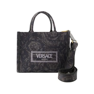 Medium Tote Tas - Katoen - Zwart Versace , Black , Dames