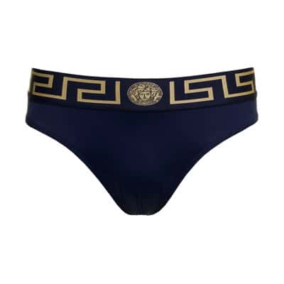 Medusa Greca Donkerblauwe Zwembroek Versace , Blue , Heren