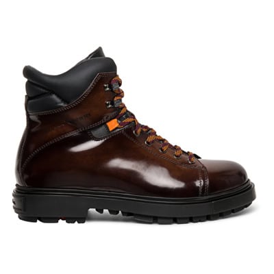 Met de hand verouderde leren wandelschoen Santoni , Brown , Heren