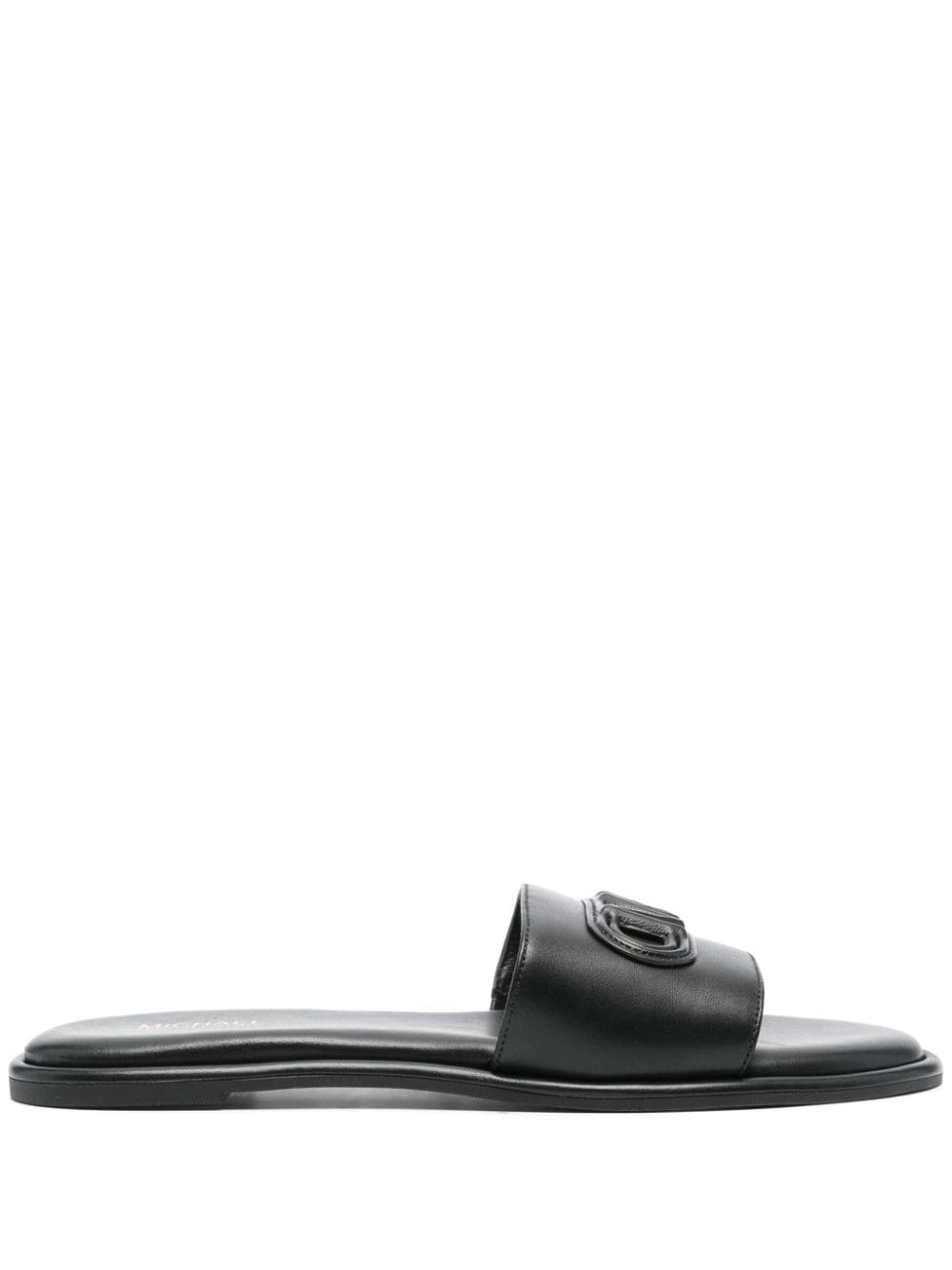 Michael Michael Kors logo-embossed leather slides - Zwart