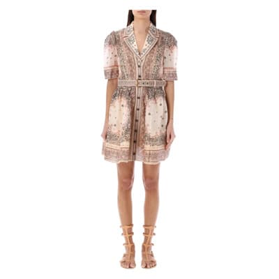 Mini Overhemdjurk met Bandana Print Zimmermann , Beige , Dames