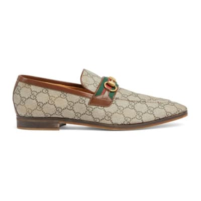 Monogram Leren Loafers Gucci , Brown , Heren