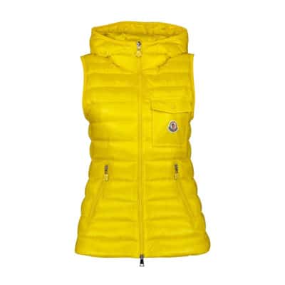 Mouwloos vest met hogeek en capuchon Moncler , Yellow , Dames