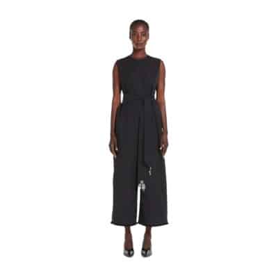 Mouwloze jumpsuit met franjes Max Mara , Black , Dames