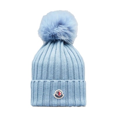 Muts met Pom Pom - Lichtblauw Moncler , Blue , Dames