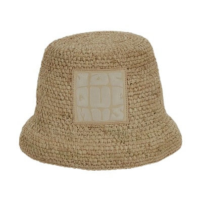 Natuurlijke Gevlochten Raffia Bucket Hoed Jacquemus , Beige , Dames