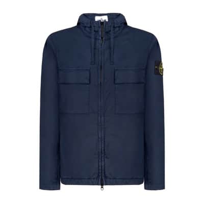 Navy Blauwe Katoenen Jas Stone Island , Blue , Heren