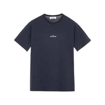 Navy Blue Stamp Two Korte Mouw Katoenen Jersey T-shirt Stone Island , Blue , Heren