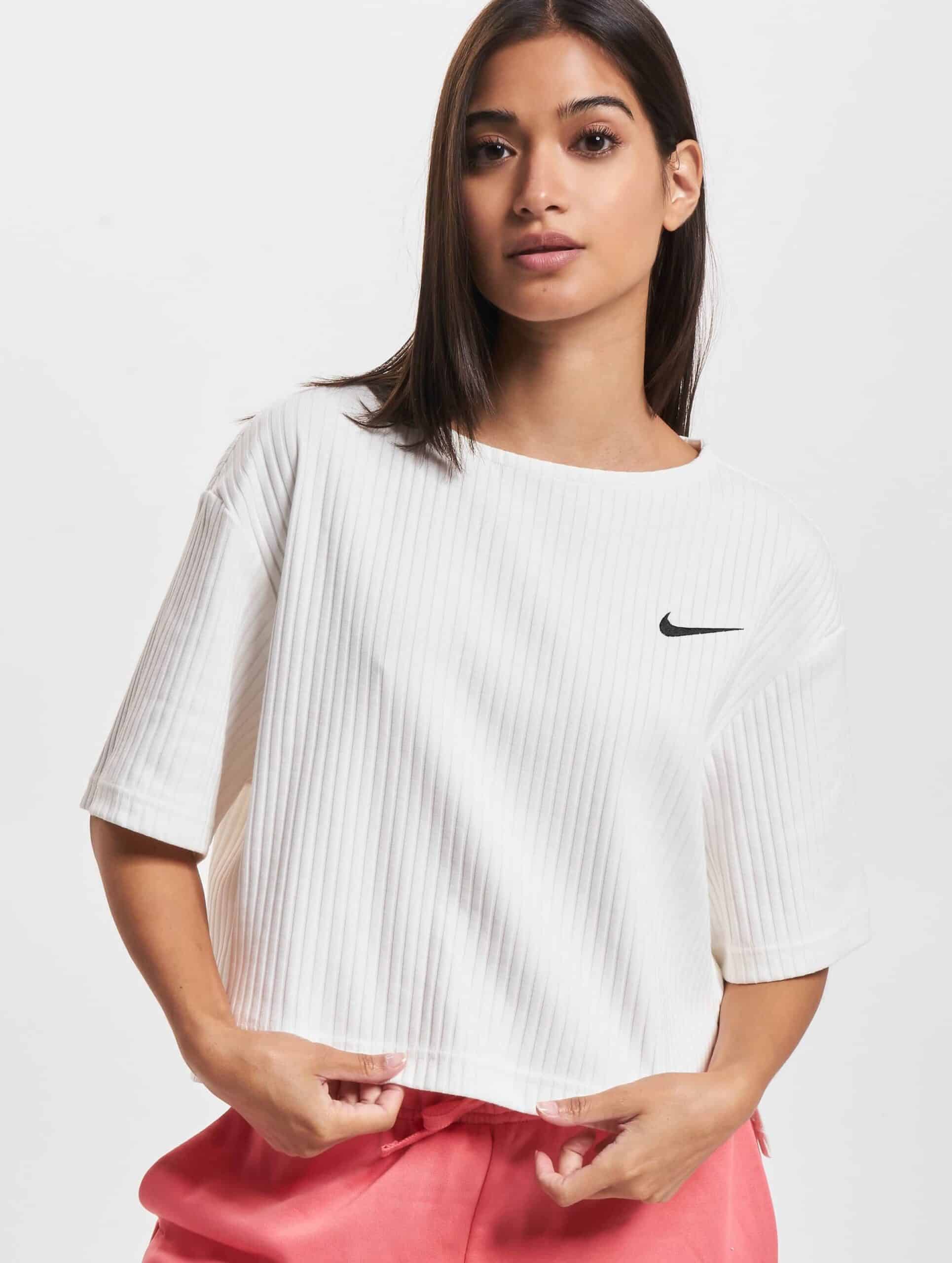 Nike Ribbed Jersey T-Shirt Frauen,Unisex op kleur wit, Maat M