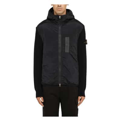 Nylon en Wol Marine Jas Stone Island , Blue , Heren